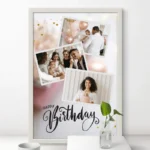 Elegant Black Birthday Photo Frame with Golden Stars and Balloons - Perfect for Personalized Birthday Gifts - - Image 3
