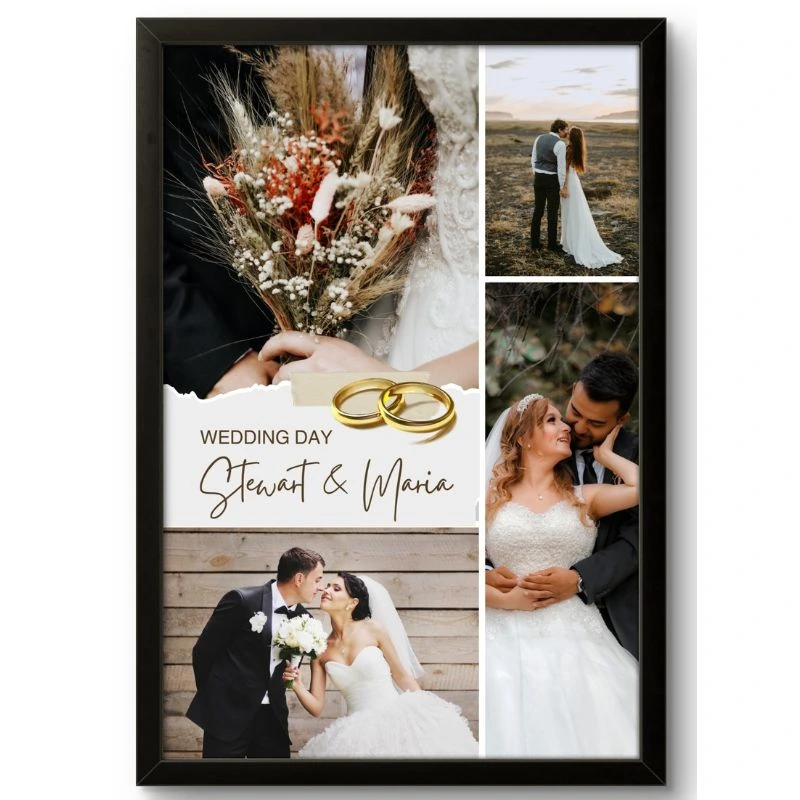 Elegant Wedding Photo Collage Frame - Personalized Bridal Bouquet (10) Elegant Wedding Photo Collage Frame | Personalized Bridal Bouquet - Image 1