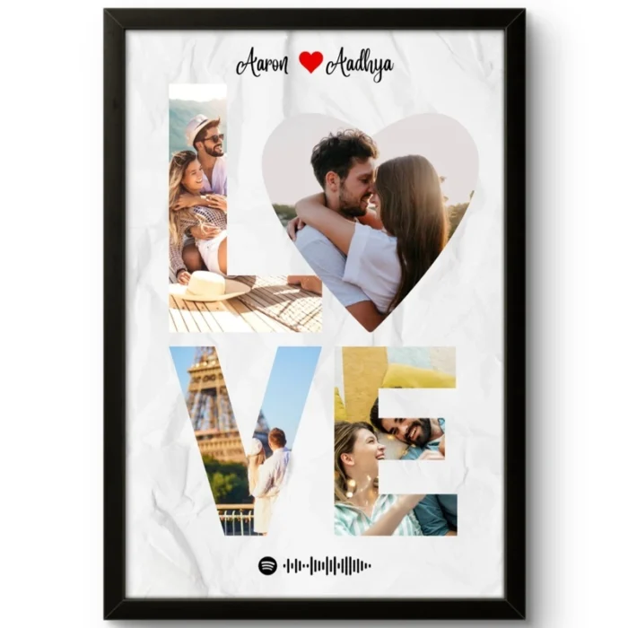 Personalized Love Collage Photo Frame | Couple Photo Frame - Image 1