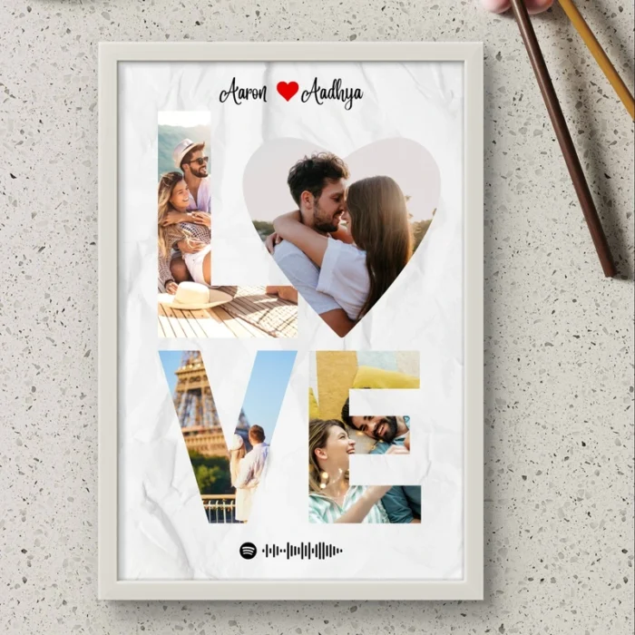 Personalized Love Collage Photo Frame | Couple Photo Frame - Image 4