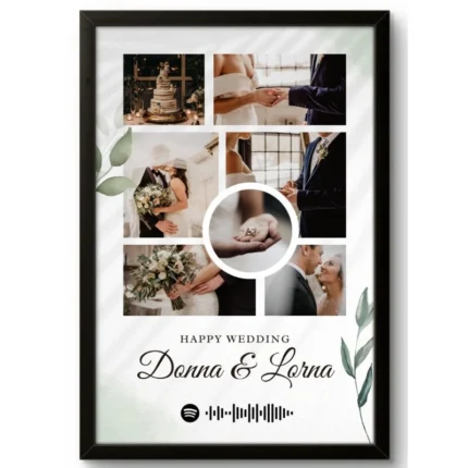Personalized Wedding Anniversary Collage Frame - Custom Gift for Couples