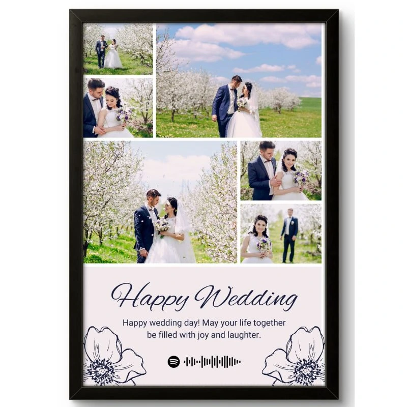 Personalized Wedding Day Photo Collage Frame - Elegant Marriage Gift (8) Personalized Wedding Day Photo Frame | Elegant Marriage Gift - Image 1